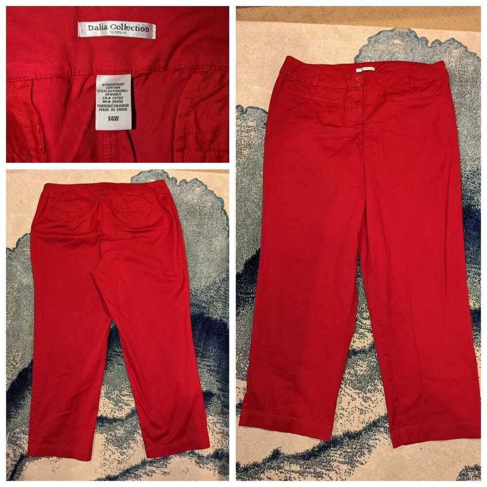 Dalia Collection Size 14 Red Casual Chino Ankle Pants